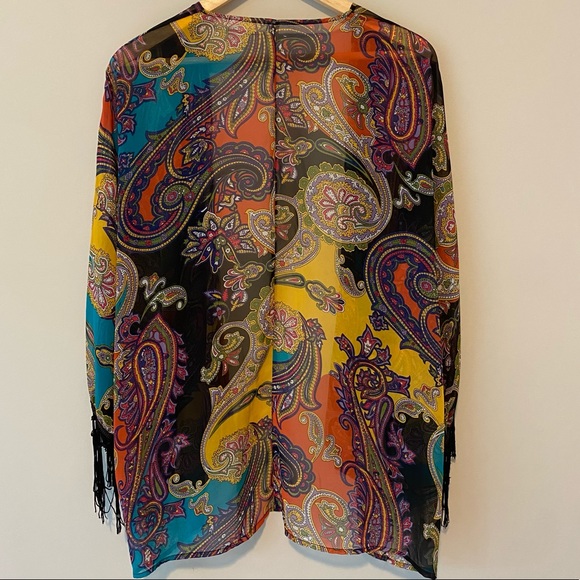 Candy Rose Fringe Hem Sheer Kimono - Picture 3 of 5